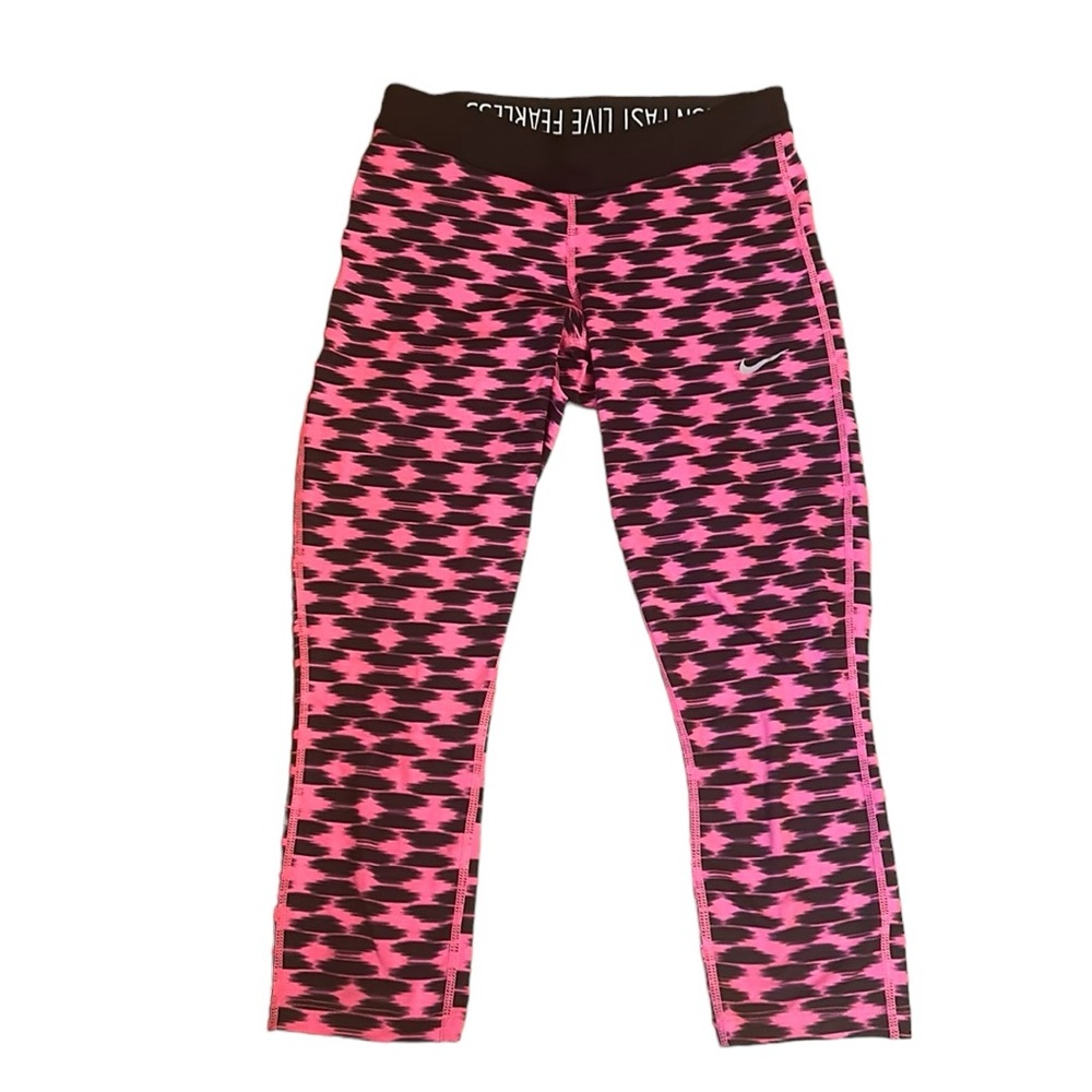 Nike Dri-Fit Running Capri Cropped Leggings Black and Pink Women’s Size XS